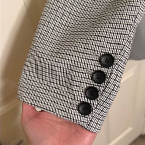 Graphic Checkered Blazer with Bold Text - Picture 3 of 3